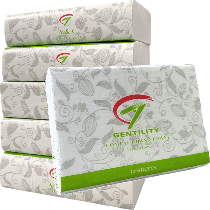 AC Gentility Premium Compact Hand Towels TAD 19x25cm 1ply 120 Sheets x 20 Packs/Carton AC-0025 AC-0025 - SuperOffice