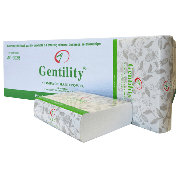 AC Gentility Premium Compact Hand Towels TAD 19x25cm 1ply 120 Sheets x 20 Packs/Carton AC-0025 AC-0025 - SuperOffice