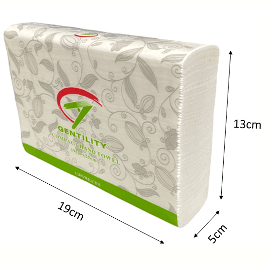 AC Gentility Premium Compact Hand Towels TAD 19x25cm 1ply 120 Sheets x 20 Packs/Carton AC-0025 AC-0025 - SuperOffice