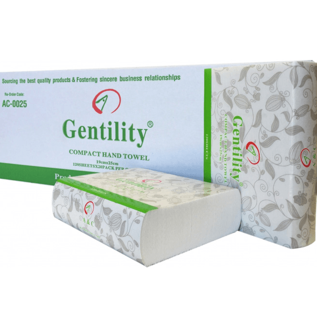 AC Gentility Premium Compact Hand Towels TAD 19x25cm 1ply 120 Sheets x 20 Packs/Carton AC-0025 AC-0025 - SuperOffice