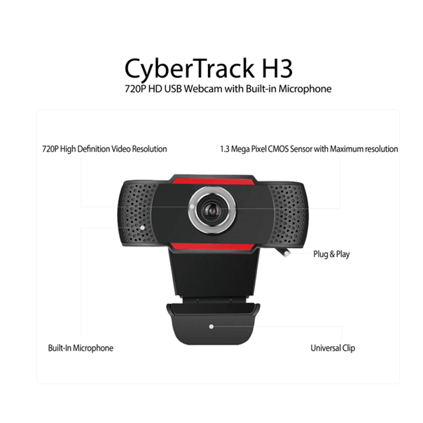 Adesso H3 Webcam 720P HD USB Webcam Built-In Microphone CyberTrack H3 - SuperOffice
