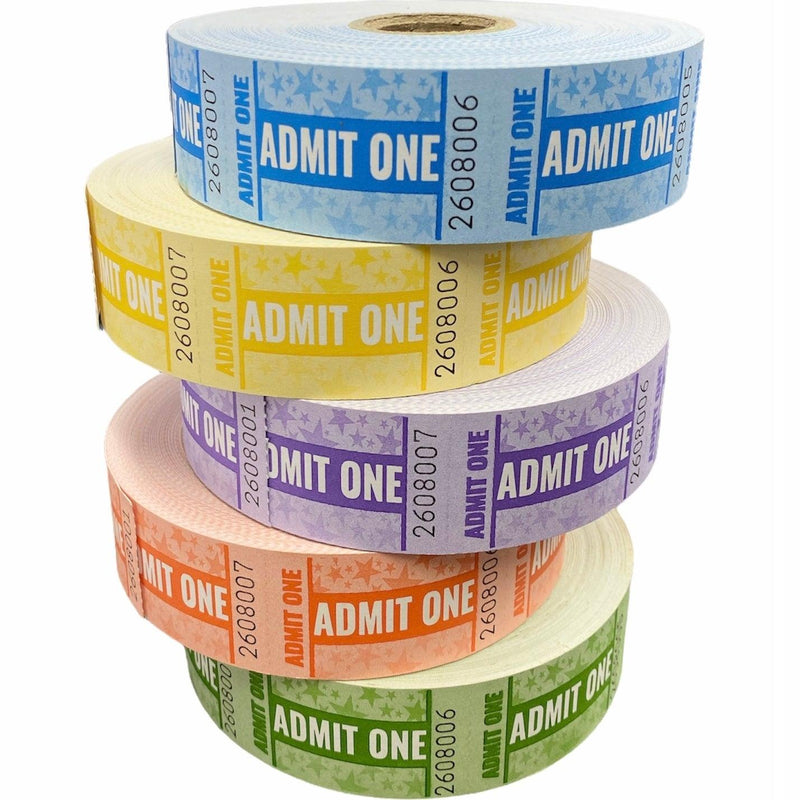 Admit One Entry Tickets Roll 5000 Assorted Colours 10010112 - SuperOffice