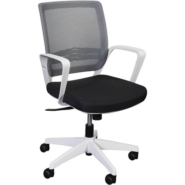 Alamo Office Chair Mesh Back Arms White Grey Frame Grey Mesh Back Black Fabric Seat YS0232 - SuperOffice