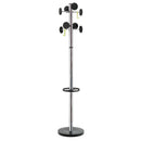 Alba Premium Coat Rack Umbrella Stand 8 Hook Weighted Silver/Black 0396840 - SuperOffice