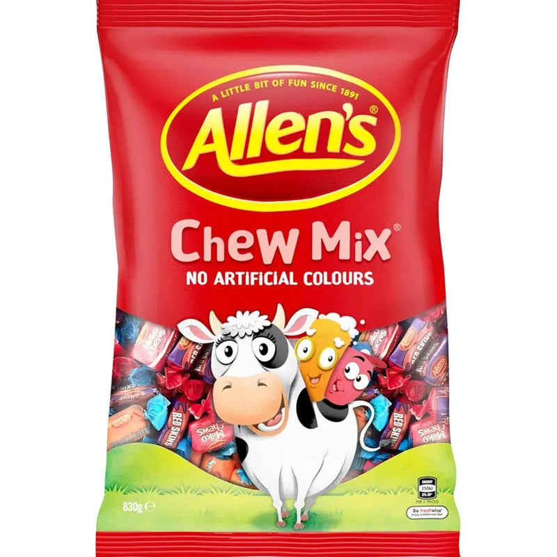 Allens Chew Mix Lollies Sherbies Milko Chews RedRipperz 6 Pack 830g Bulk Bags 659553 (6 Pack) - SuperOffice