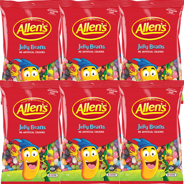 Allens Jelly Beans Lollies 1Kg Australian Made Bulk 6 Pack 12256783 (6 Pack) - SuperOffice