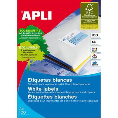Apli 2412 General Use Labels Round Corners 1Up 199.6 X 289.1Mm A4 White 100 Sheets 902412 - SuperOffice