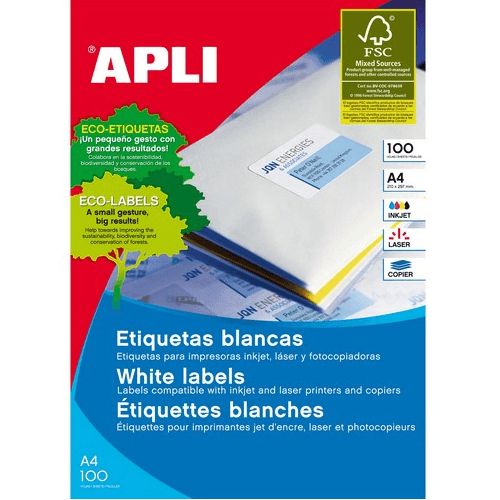 Apli 2422 General Use Labels Round Corners 4Up 99.1 X 139.0Mm A4 White 100 Sheets 902422 - SuperOffice