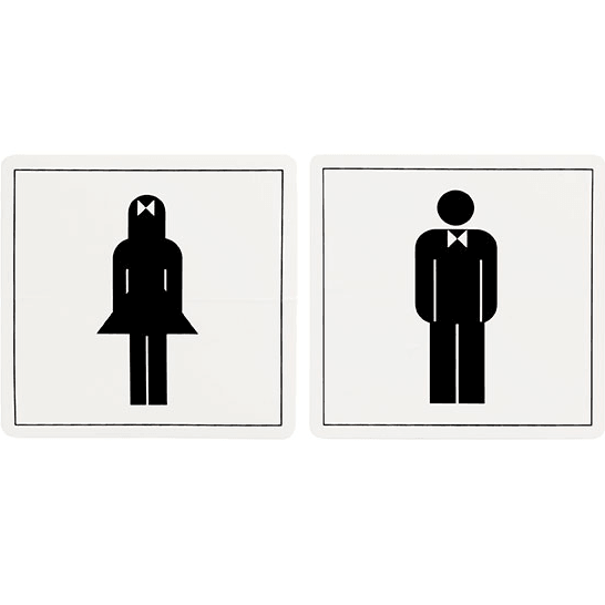 Apli Male/Female Symbols Self Adhesive Sign Black And White Pack 2 900423 - SuperOffice