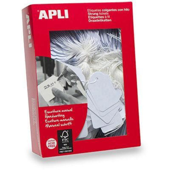 Apli Strung Tickets 36 X 53Mm White Box 500 900392 - SuperOffice