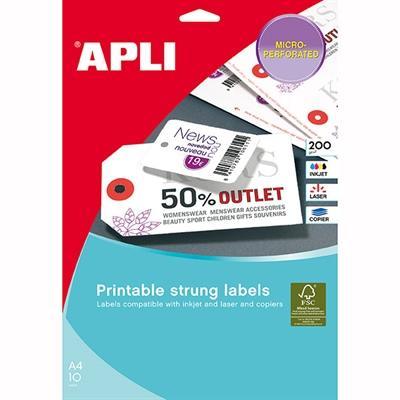 Apli Strung Tickets Printable Double Sided 36 X 53Mm Pack 10 900404 - SuperOffice