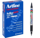 Artline 041T Dual Nib Tip End Permanent Markers Black Box 12 104101 (Box 12) - SuperOffice
