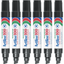 Artline 100 Permanent Marker 12mm Chisel Nib Black Box 6 110001 (Box 6) - SuperOffice