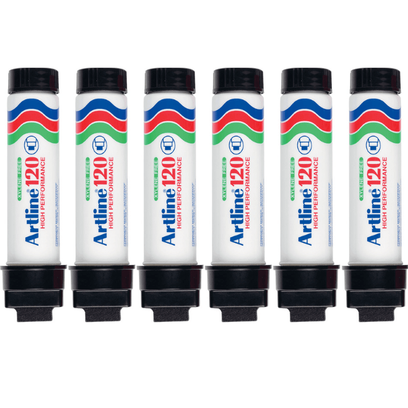 Artline 120 Permanent Marker 20mm Chisel Black Box 6 112001 (Box 6) - SuperOffice