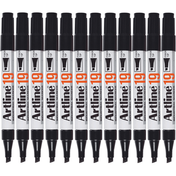 Artline 19 Industrial Permanent Marker 5mm Chisel Black Box 12 119001 (Box 12) - SuperOffice