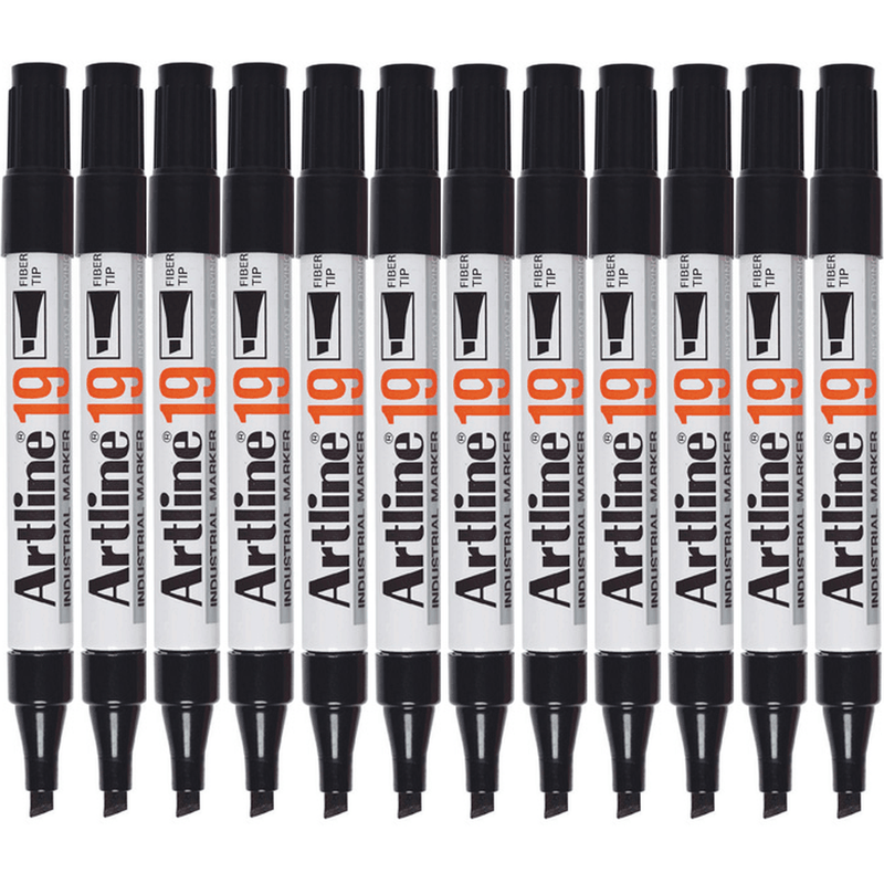 Artline 19 Industrial Permanent Marker 5mm Chisel Black Box 12 119001 (Box 12) - SuperOffice