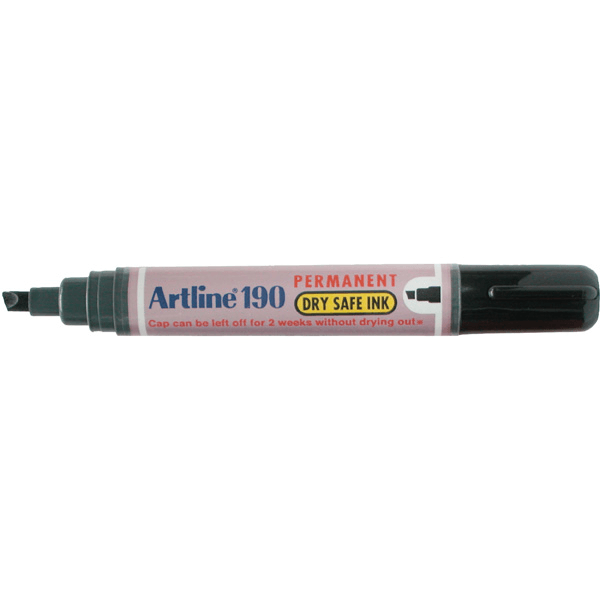 Artline 190 Permanent Marker 5mm Chisel Nib Black Box 12 101901 (Box 12) - SuperOffice