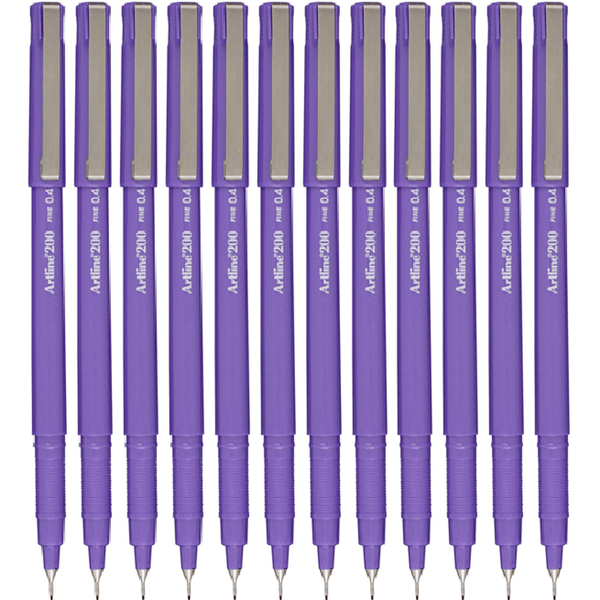 Artline 200 Fineliner Felt Tip Pen 0.4mm Bright Purple Box 12 120076 (Box 12) - SuperOffice