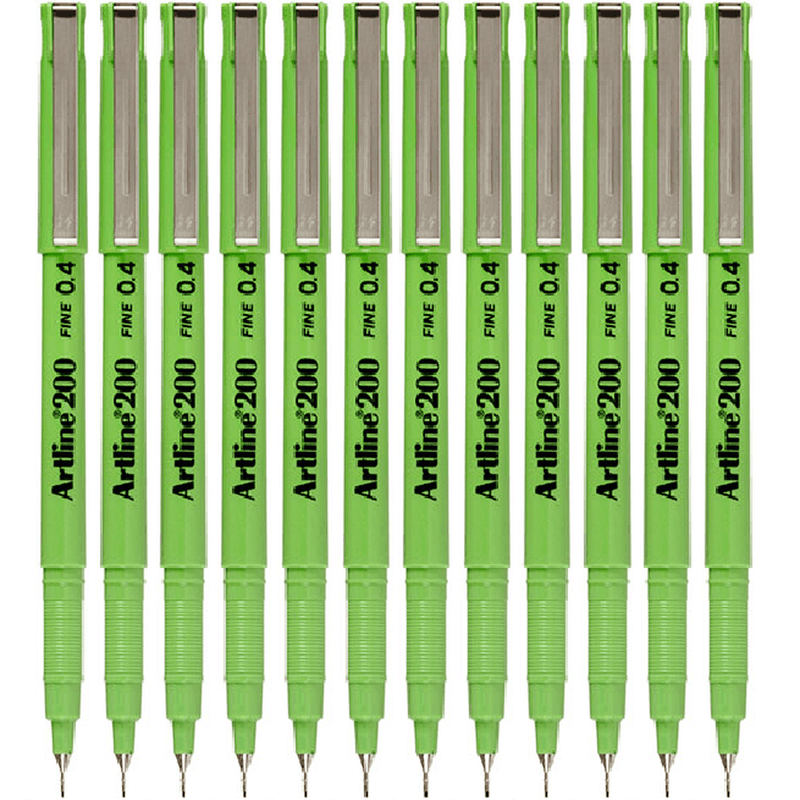 Artline 200 Fineliner Felt Tip Pen 0.4Mm Lime Green Box 12 120014 (Box 12) - SuperOffice