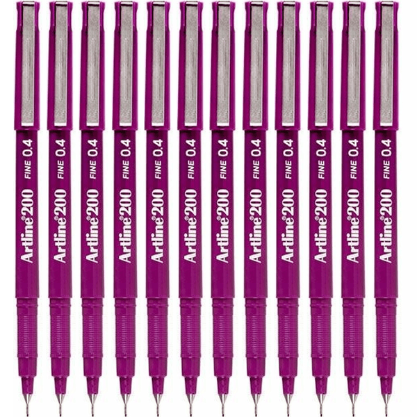 Artline 200 Fineliner Felt Tip Pen 0.4mm Magenta Box 12 120016 (Box 12) - SuperOffice
