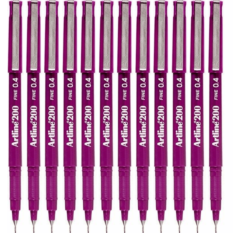 Artline 200 Fineliner Felt Tip Pen 0.4mm Magenta Box 12 120016 (Box 12) - SuperOffice