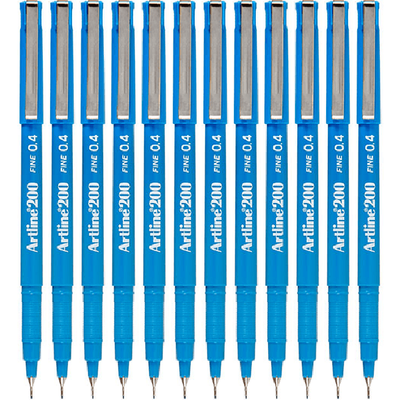 Artline 200 Fineliner Felt Tip Pen 0.4mm Sky Blue Box 12 120013 (Box 12) - SuperOffice