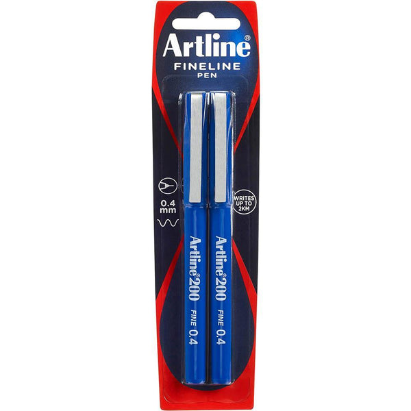 Artline 200 Fineliner Pen 0.4Mm Blue Pack 2 120067 - SuperOffice