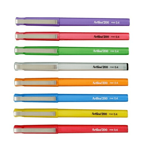 Artline 200 Fineliner Pen 0.4mm Bright Assorted Colours Wallet Pack 8 1200748HS - SuperOffice