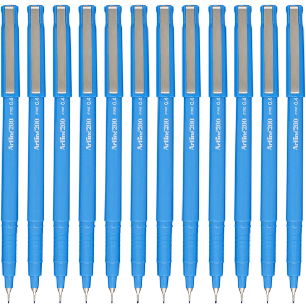 Artline 200 Fineliner Pen 0.4mm Bright Light Blue Box 12 120073 (Box 12) - SuperOffice