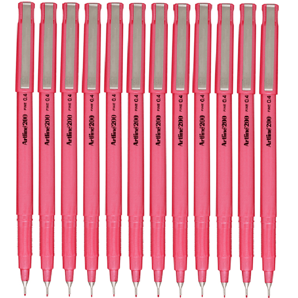 Artline 200 Fineliner Pen 0.4mm Bright Light Pink Box 12 120079 (Box 12) - SuperOffice