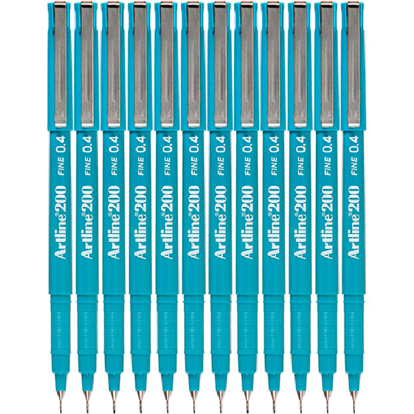 Artline 200 Fineliner Pen 0.4mm Turquoise Blue Box 12 120023 (Box 12) - SuperOffice