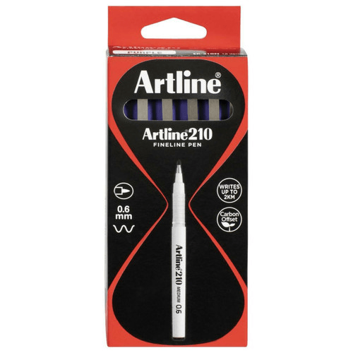 Artline 210 Fineline Fibre Tip Pen 0.6mm Medium Purple Box 12 121006 (Box 12) - SuperOffice