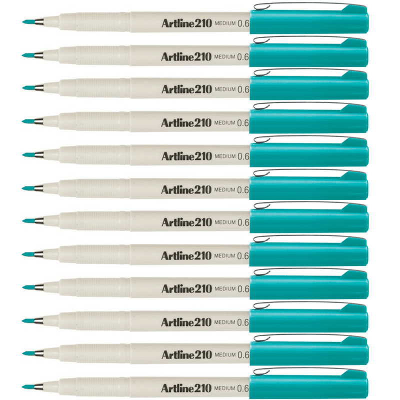 Artline 210 Fineline Fibre Tip Pen 0.6mm Medium Turquoise Box 12 121023 (Box 12) - SuperOffice