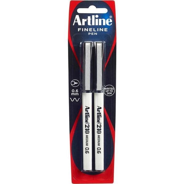 Artline 210 Fineline Pen 0.6Mm Black Pack 2 121065 - SuperOffice