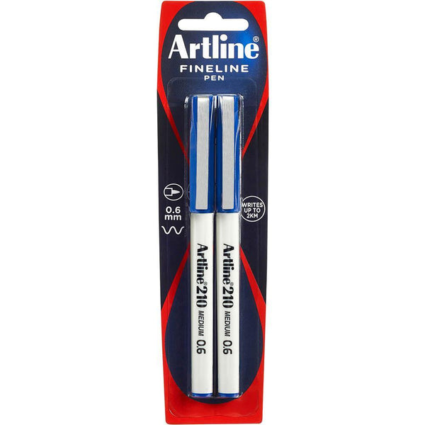 Artline 210 Fineline Pen 0.6Mm Blue Pack 2 121067 - SuperOffice