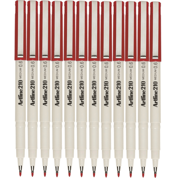 Artline 210 Fineline Pen 0.6mm Dark Red Box 12 121012 (Box 12) - SuperOffice