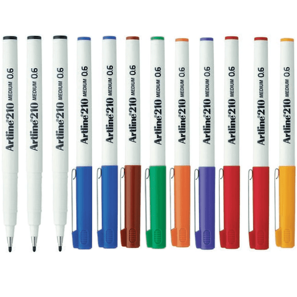 Artline 210 Fineliner Pen 0.6Mm 8 Colour Assorted Box 12 121041 (Assorted Box 12) - SuperOffice