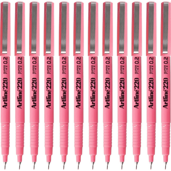 Artline 220 Fineline Pen 0.2mm Extra Fine Pink Box 12 122009 (Box 12) - SuperOffice