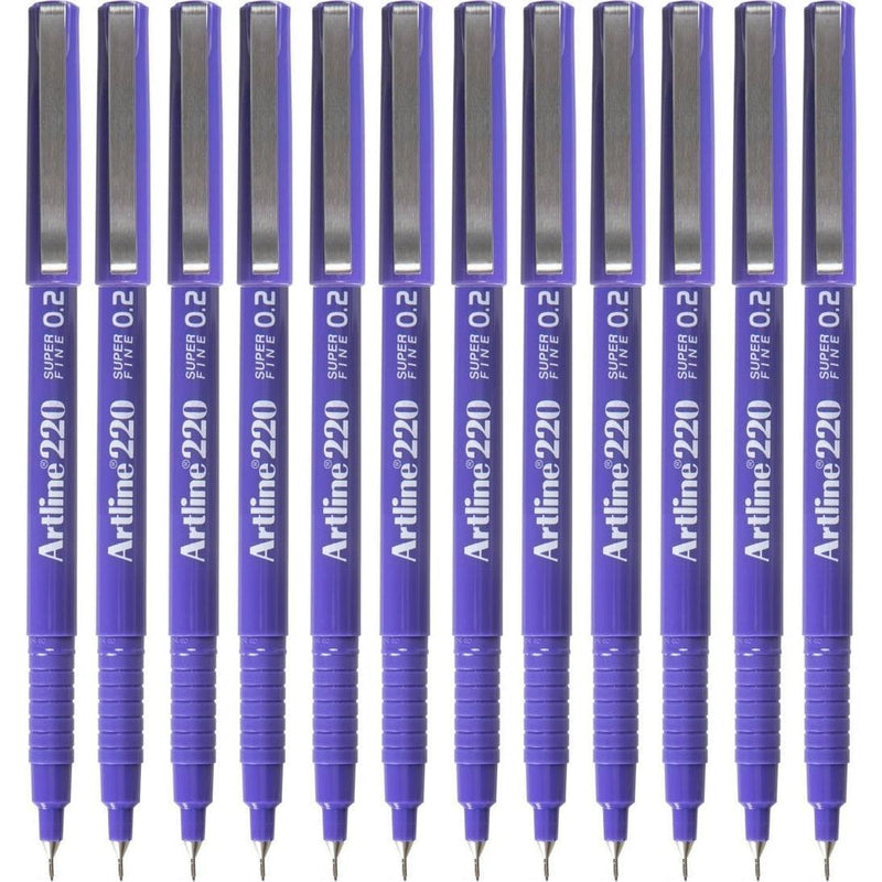 Artline 220 Fineline Pen 0.2mm Extra Fine Purple Box 12 122006 (Box 12) - SuperOffice