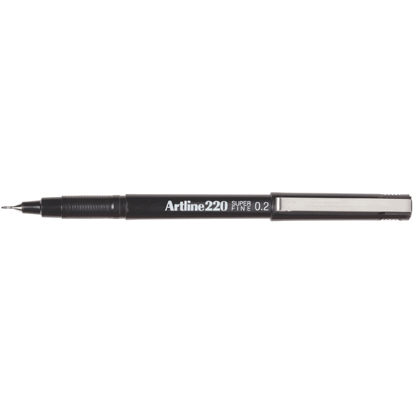 Artline 220 Fineliner Pen 0.2mm Extra Fine Black Box 12 122001 (Box 12) - SuperOffice