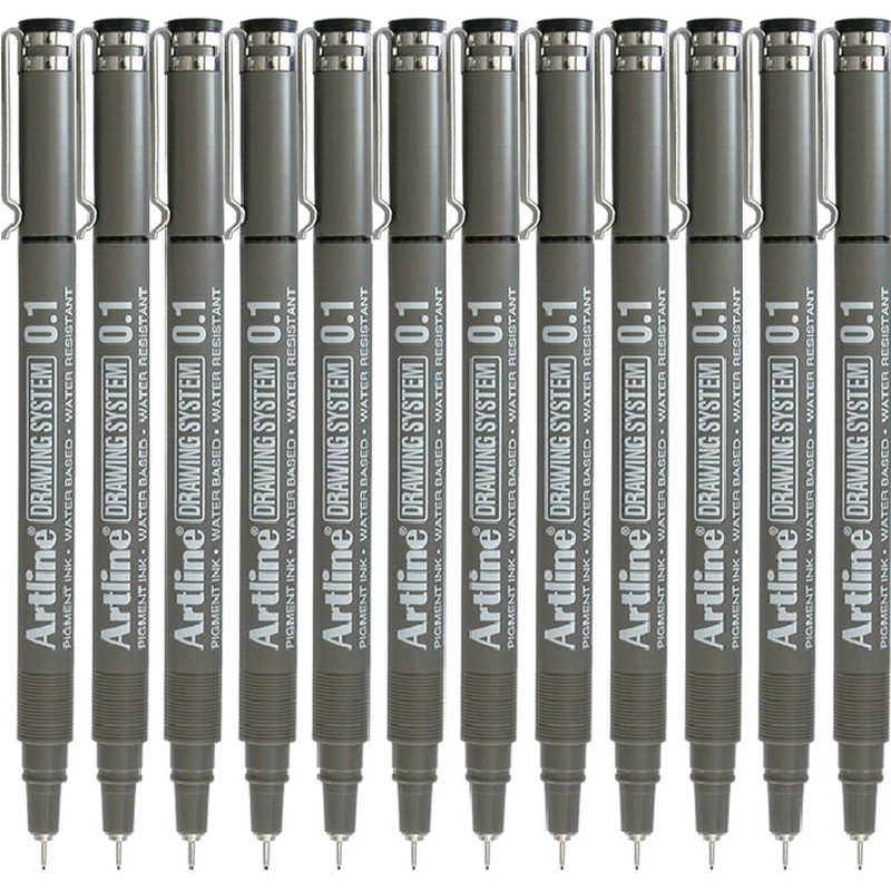 Artline 231 Drawing System Pen 0.1mm Black Pigment Ink Water Resistant Box 12 123101 (Box 12) - SuperOffice