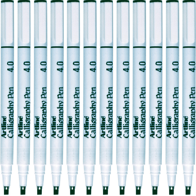 Artline 244 Calligraphy Pen 4.0mm Black Pigment Ink Wedge Tip Box 12 124401 (Box 12) - SuperOffice