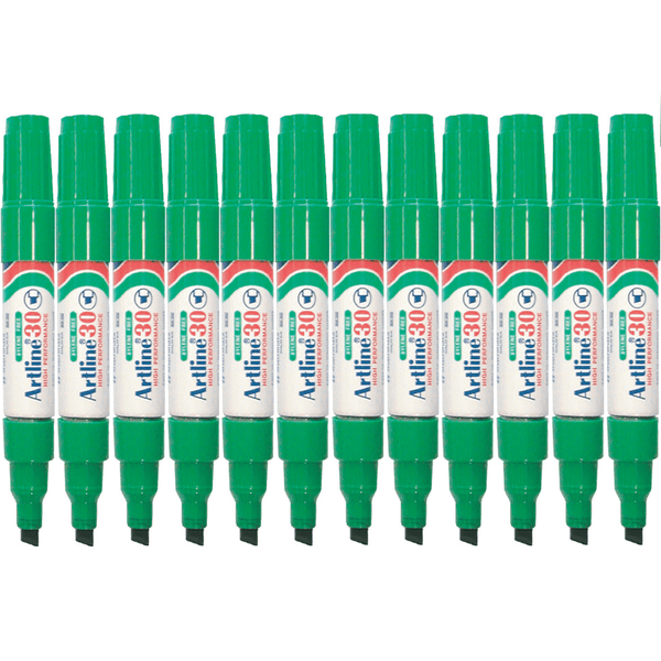 Artline 30 Mini Permanent Marker Chisel 5mm Green Box 12 103004 (Box 12) - SuperOffice