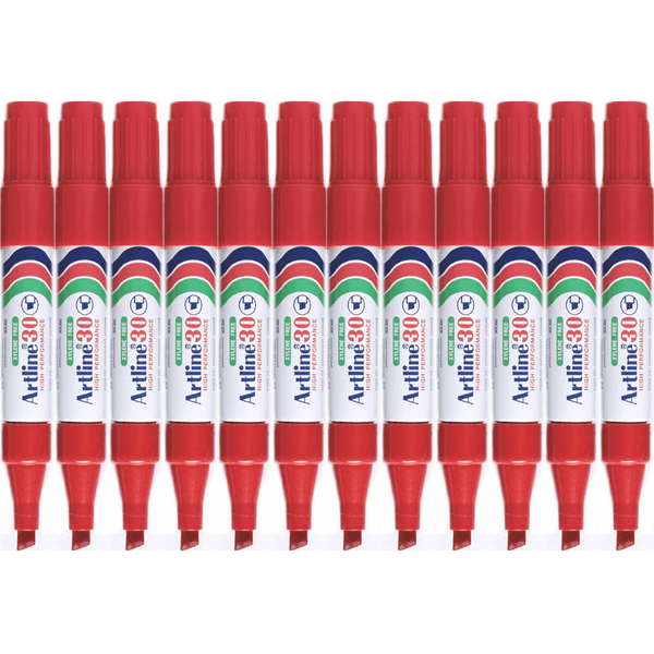 Artline 30 Mini Permanent Marker Chisel 5mm Red Box 12 103002 (Box 12) - SuperOffice