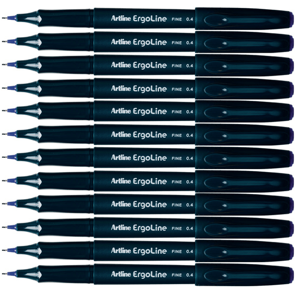 Artline 3400 Ergoline Fibre Tip Pen 0.4mm Blue Box 12 134003 (Box 12) - SuperOffice