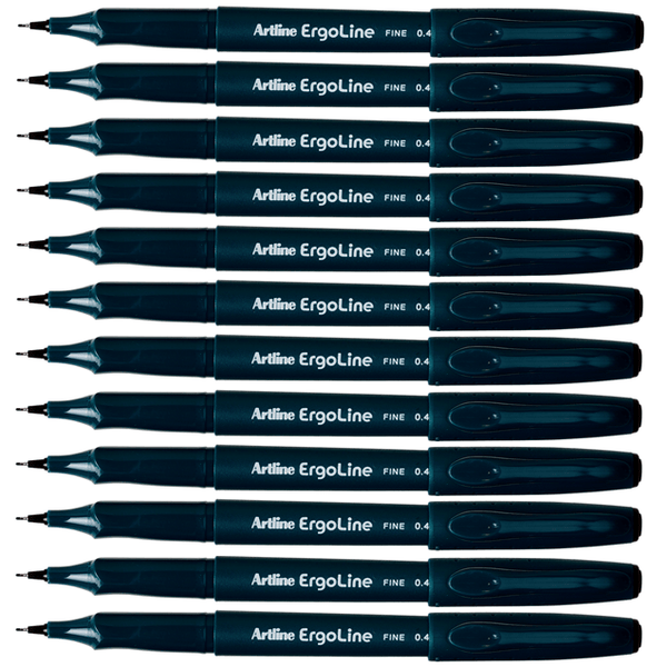 Artline 3400 Ergoline Fibre Tip Pen Fine Tip 0.4mm Black Pack 12 134061 (pack 12) - SuperOffice