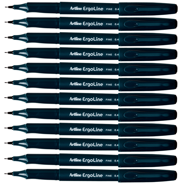 Artline 3400 Ergoline Fibre Tip Pen Fine Tip 0.4mm Black Pack 12 134061 (pack 12) - SuperOffice