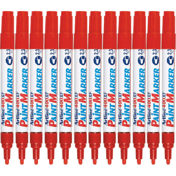 Artline 400XF Paint Marker Pen Bullet 2.3mm Tip Red 400 Box 12 140002 - SuperOffice