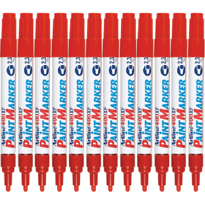 Artline 400XF Paint Marker Pen Bullet 2.3mm Tip Red 400 Box 12 140002 - SuperOffice