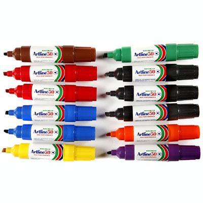 Artline 50 Permanent Marker 6Mm Chisel Assorted 105041 - SuperOffice